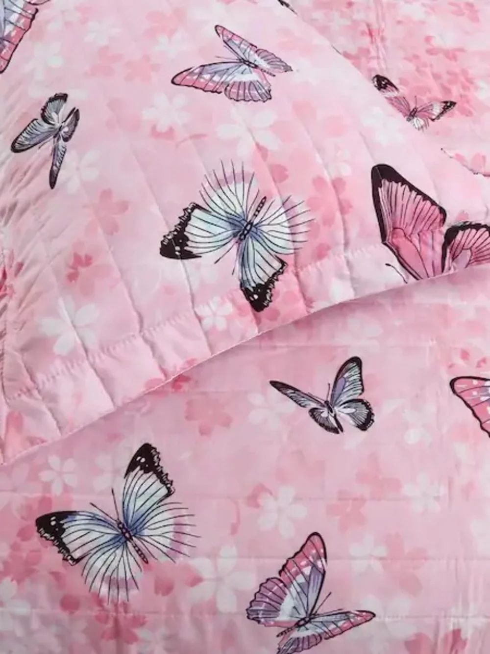Pink Butterfly Twin 2 piece Quilt Set
